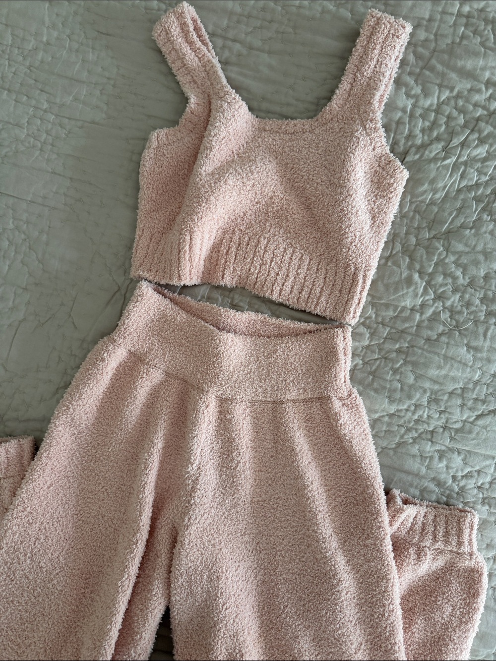 Anthropologie Daily Practice Cozy Pale Pink Joggers bottoms tank SET - Picture 7 of 11